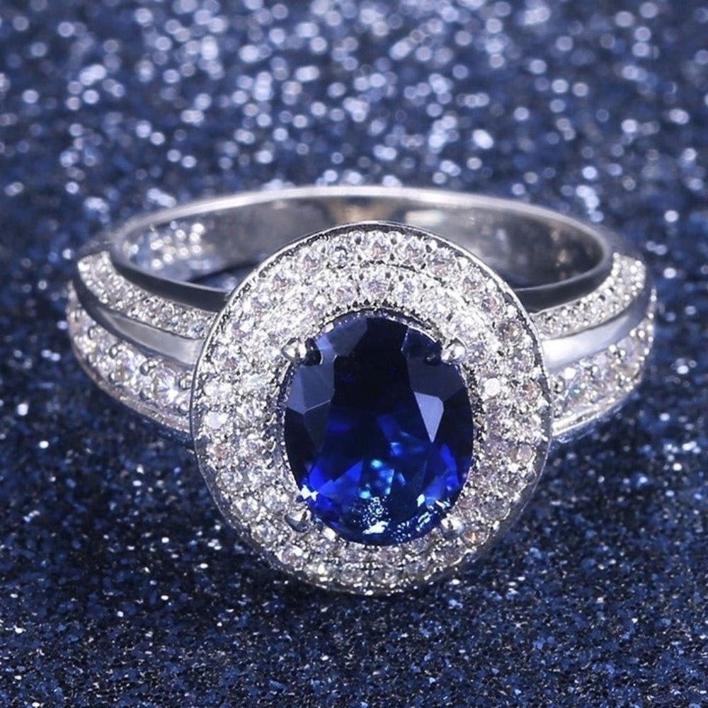 ❤️Royal Dark Blue Oval Cut Fashion Rings for Women